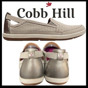 Cobb Hill Rockport Beige Zahara Perforated Manmade Slip-On Flat Shoes (8M)